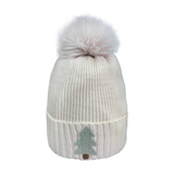 Ivory Knit Christmas Tree Beanie Hat