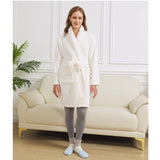 Luxurious Soft Color Velvet Robe in Delicacy Ivory