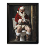 Potty Santa on Toilet Framed Print 12"x16"