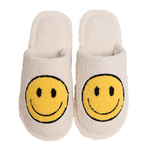 Big Happy Face Emoji Fuzzy Slippers