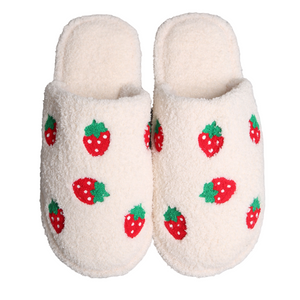 Strawberry Fuzzy Slippers