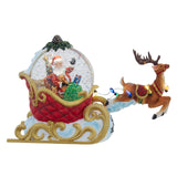 Animated Reindeer Pulling Santa's Sleigh Lighted Glitter Water Globe Tabletop Figurine 7"
