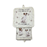 Jack Russell Dog Lover's Oven Mitt, Potholder, and Kitchen Towel Set, 100% Cotton