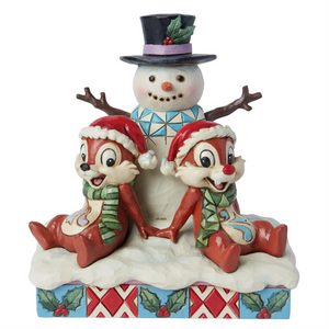 Jim Shore Disney Chip and Dale with Snowman Figurine