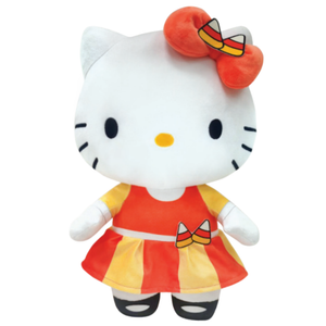 10" Sanrio Hello Kitty in Candy Corn Dress with Orange Bow Halloween Stuffed Plush