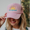 Sun Kissed Pink Katydid Embroidered Trucker Hat