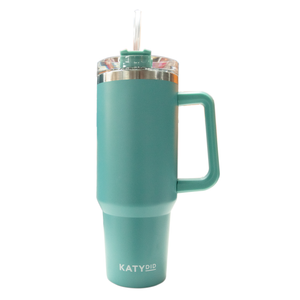 40 Oz. Mint Green Katydid Stainless Steel Tumbler with Handle and Straw