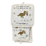 King Charles Cavalier Dog Lover's Oven Mitt, Potholder, and Kitchen Towel Set, 100% Cotton