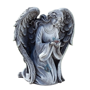 11" Kneeling Angel with Butterfly Garden Statue