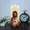 Sacred Heart of Jesus Fiber Optic Candle 7"