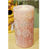 Pink Dandelion Water Fountain Candle with Remote Control