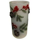 Pine & Berry Water Fountain Candle with Remote Control 4" x 8"