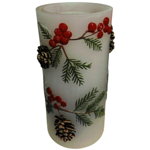 Pine & Berry Water Fountain Candle with Remote Control 4" x 8"