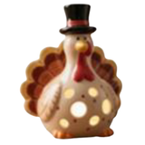 LED Light Up Turkey with Pilgrim Hat Ceramic Sitter Figurine 4.75"