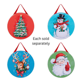 LED Lighted Nostalgic Vintage Holiday Snowman Santa Reindeer Christmas Tree Mini Canvas 4" x 4" Ornament