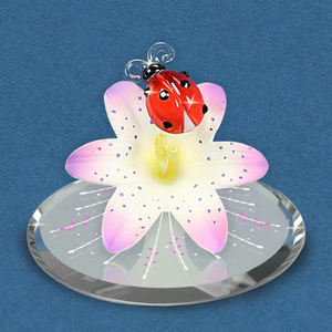 Ladybug on Lily Glass Figurine