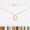 Gold Double Circule CZ Pendant Layers Necklace