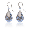 Silver Forest Light Blue Teardrop and Silver Filigree Pierced Earrings