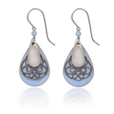 Silver Forest Light Blue Teardrop and Silver Filigree Pierced Earrings