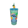 Lilo and Stitch Tropical Ohana Sitting 24 Oz. Plastic Cold Cup with Lid and Topper Straw