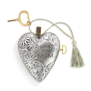 Love You Mom Sculpted Musical Art Heart with Key