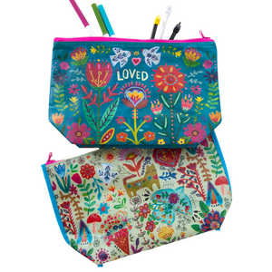 Loved Teal Recycled Zipper Pouch
