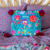 Loved with Birds in Flower Garden Double Sided Throw Pillow with Tassels, 14"