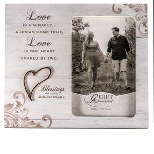 Love Is A Miracle Anniversary Frame with Boxed Rose Gold Heart
