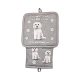 Maltese Dog Lover's Oven Mitt, Potholder, and Kitchen Towel Set, 100% Cotton
