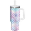 40 Oz. Stainless Steel Tall Cup with Straw Mermaid Tail