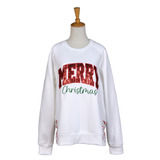 Merry Christmas Glitter Letter with Bow Sweatshirt