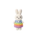 Miffy in Pastel Blue Rainbow Dress Crocheted Plush Stuffed Bunny 10"