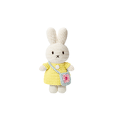 Miffy in Pastel Yellow Dress with Blue Flower Bag Crocheted Plush Stuffed Bunny 10"