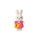 Miffy in Pink Dress with Red Tulip Yellow Bag Crocheted Plush Stuffed Bunny 10"