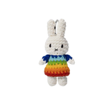 Miffy in Rainblow Dress Crocheted Plush Stuffed Bunny Key Chain 4"