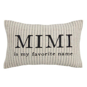 Mimi is My Favorite Name Striped Woven Cotton Lumbar Pillow