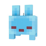 A light blue pixel-art rabbit figurine with a small silver metal ring at the top, isolated on a white background.