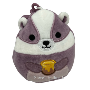 Squishmallow Mita the Mauve Badger with Honey I Got That 3.5" Clip Stuffed Plush by Kelly Toy