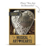 Love You Mom Sculpted Musical Art Heart with Key