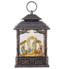 11" Holy Family Nativity Glitter Water Lantern in Metallic Bronze