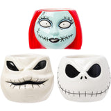 Disney Tim Burton's The Nightmare Before Christmas Jack Sally Oogie Ceramic Sculpted Mini Cup Set of 3