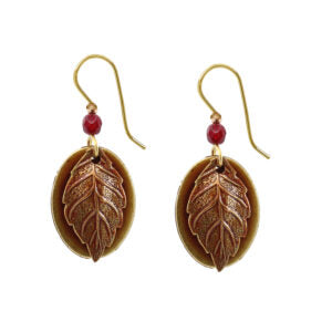 Silver Forest Leaf on Oval Earrings