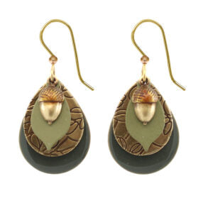 Silver Forest Acorn on Tear Drop Earrings