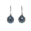 Silver Forest Blue Small Teardrop With Flower Layered Drop Earrings