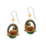 Vintage Jack-O'-Lantern Oval Drop Earrings