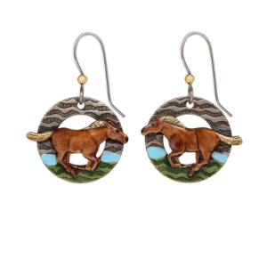 Silver Forest Horse Running Earrings