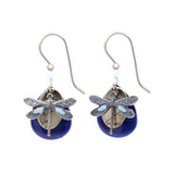 Silver Forest Dragonfly on Layered Shape Earrings