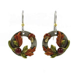 Silver Forest Autumn Icons Collage Hoop Earrings