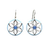 Silver Forest Open Flower With Blue Onyx Silver Metal Earrings