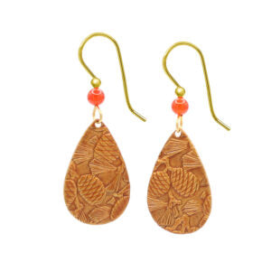 Silver Forest Pine Cone on Tear Drop Earrings